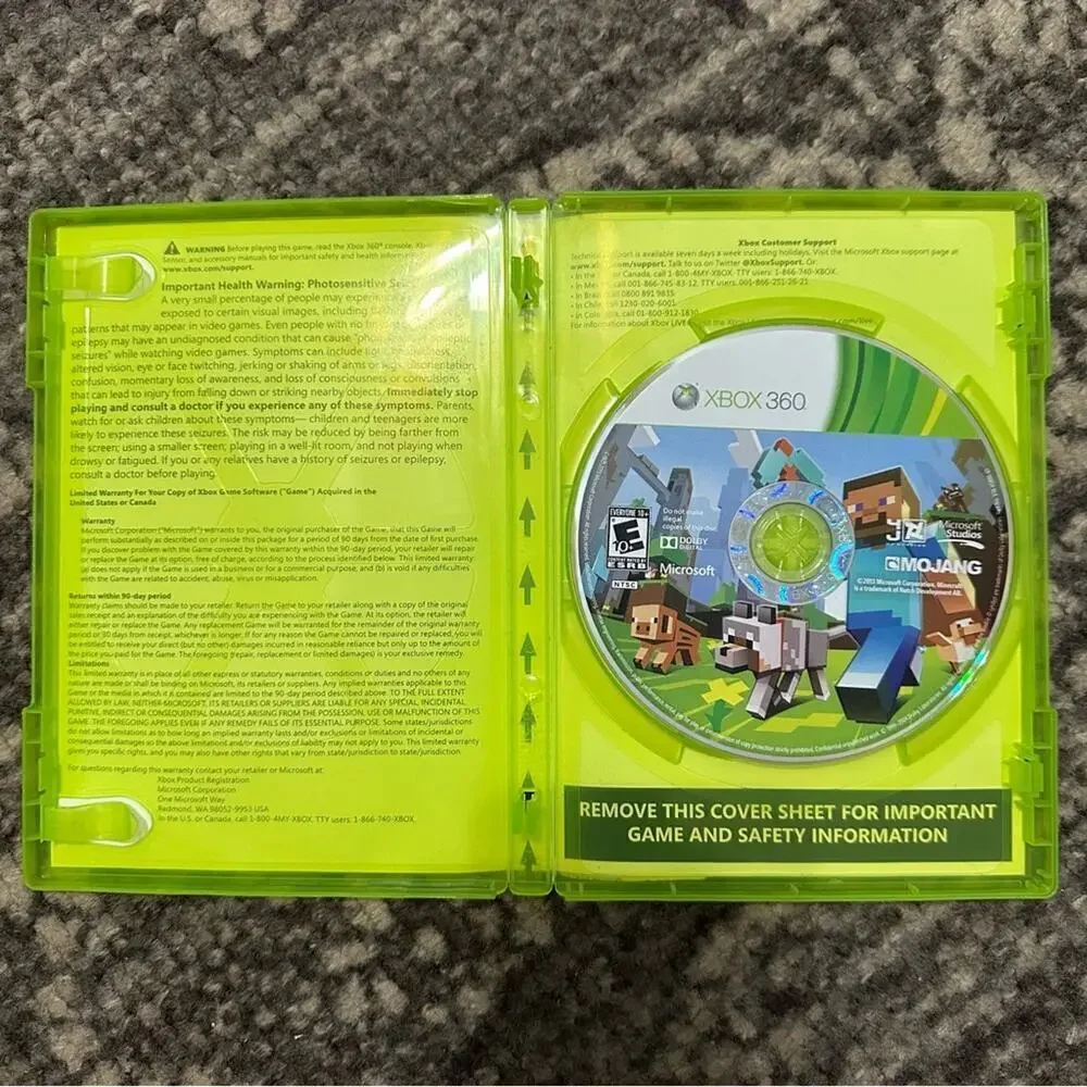 Microsoft Xbox 360 Edition Minecraft No Manual Video Game Tested and Works